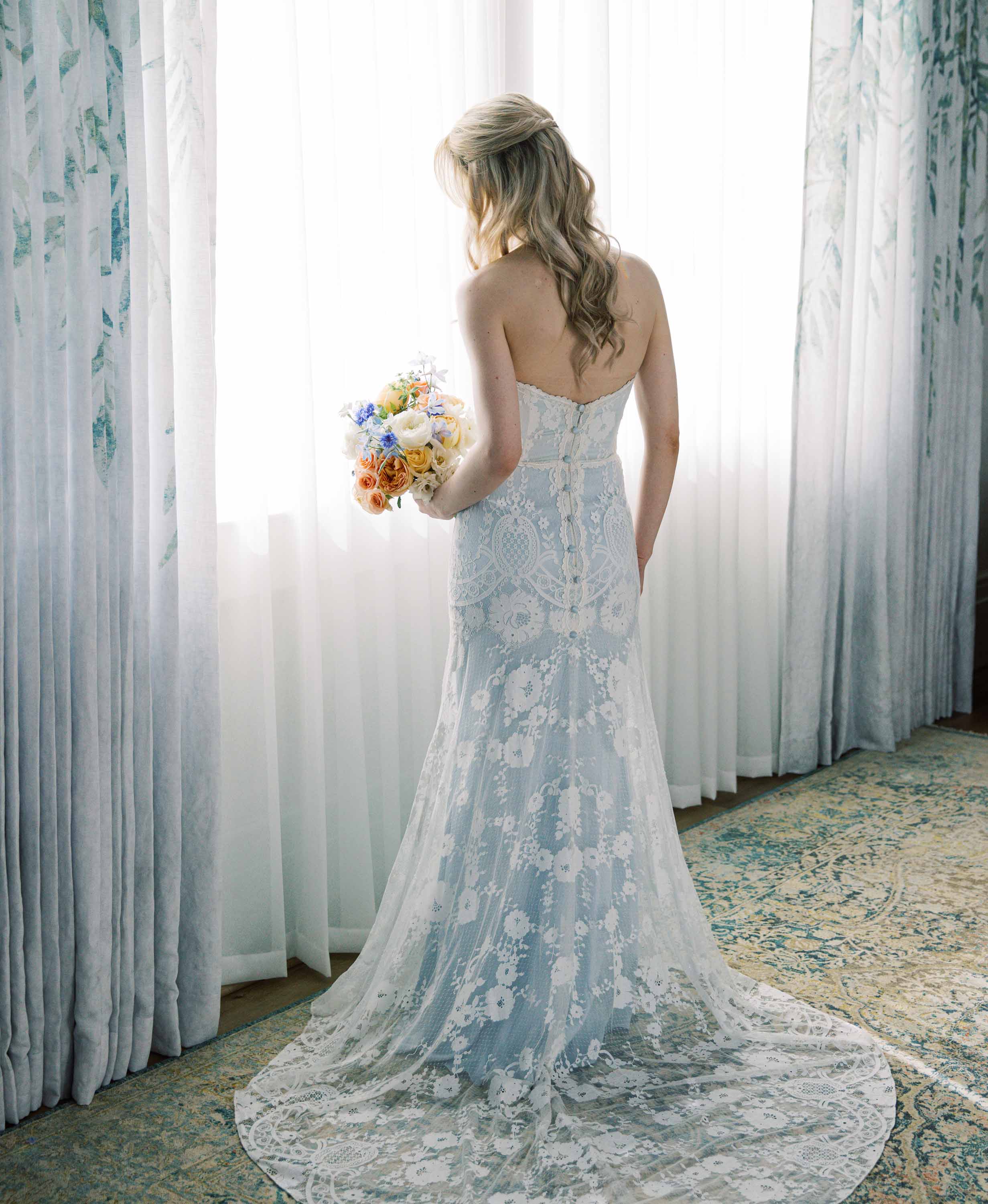 pale blue wedding dress